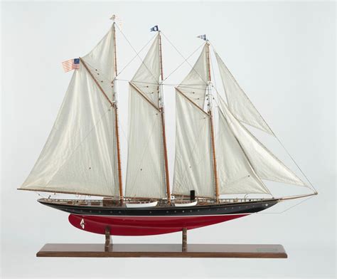 Lot Model Of The Three Masted Schooner Atlantic Displayed On A Wooden