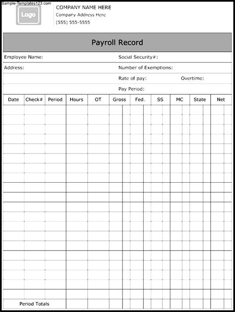 Employee Payroll Record Template Master Template