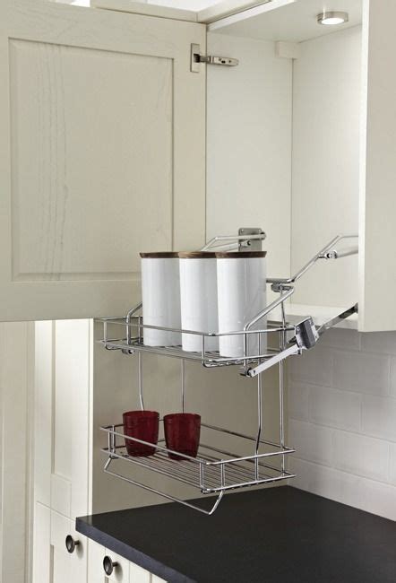 Choose your unit external width : Pull Down Basket Shelves, Two Tier Chrome Wire, Gas Spring Operated, for Cabinet Width 500 or ...