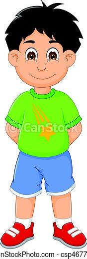 Vector Illustration Of Funny Boy Cartoon Standing With Smiling Canstock
