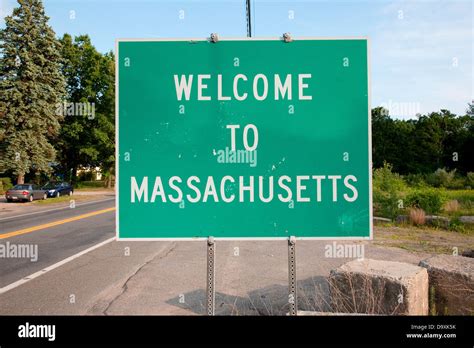 Welcome To Massachusetts State Sign Stock Photo Alamy
