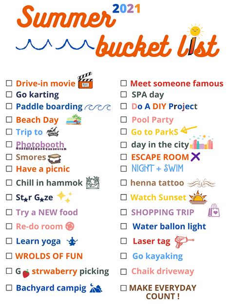 Summer Bucket List For 2021 in 2021 | Kids summer bucket list, Summer bucket, Summer bucket list ...