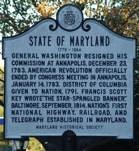 State Of Maryland Maryland Historical Markers On