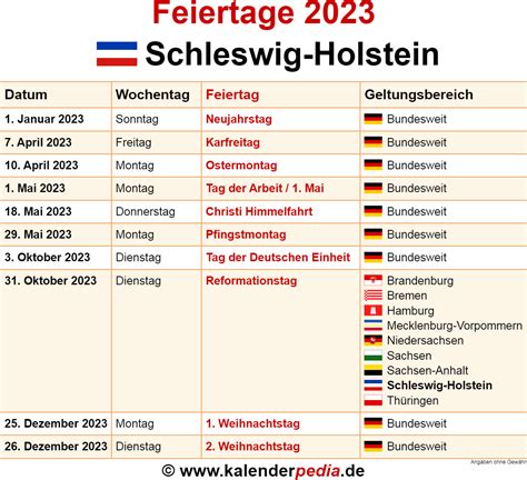 Feiertage Schleswig Holstein 2022 2023 Und 2024