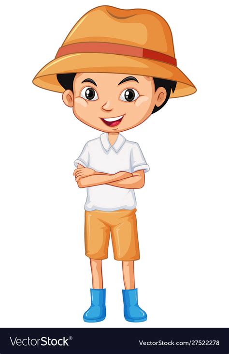 One Happy Boy With Brown Hat Royalty Free Vector Image