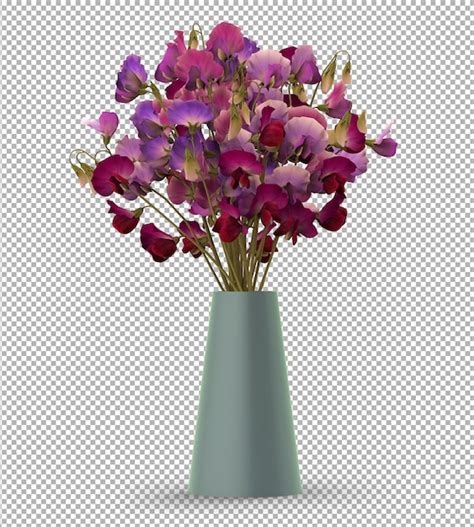 Premium Psd Render Of Isolated Plant Potted Flowers Isometric Front