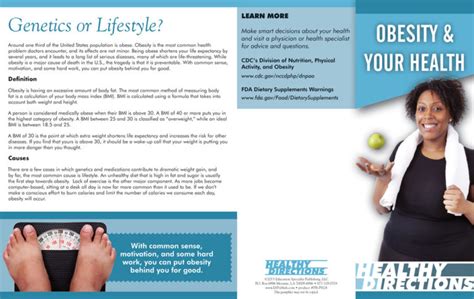 Obesity And Your Health Pamphlet Prevention Resources