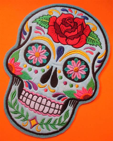 Extra Large Embroidered Sugar Skull Applique Patch Sew On Etsy