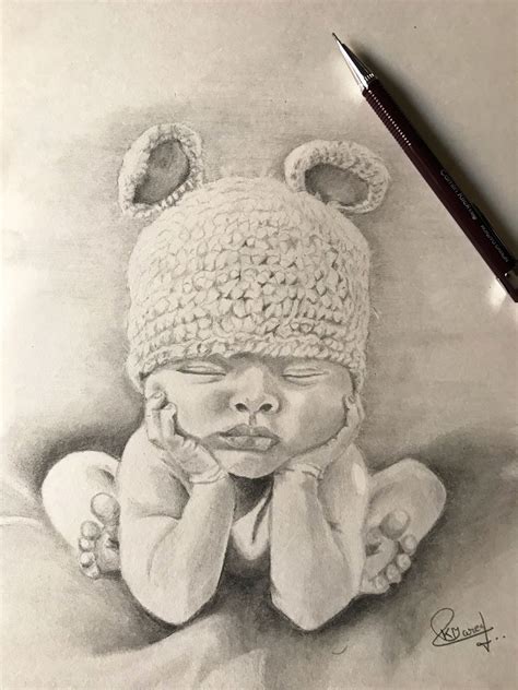A Drawing Of A Cute Baby Cute Babies Chelsea Drawings Baby Sketches