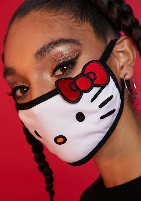 Dolls Kill Hello Kitty Graphic Bow Protective Face Mask Dolls Kill