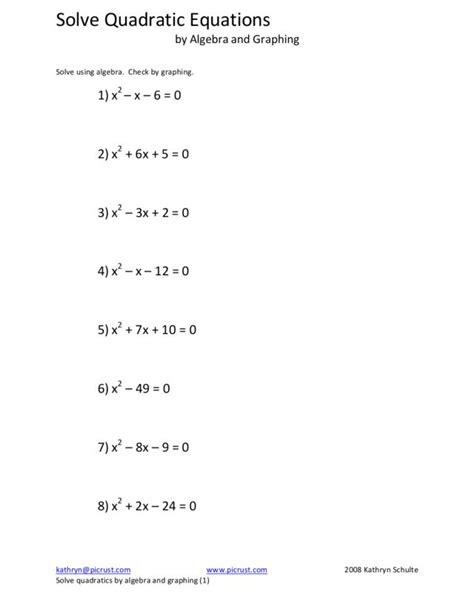 Quadratic Formula Practice Worksheet Answers