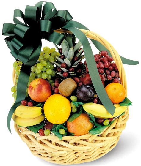 A handled basket is filled with the day's freshest fruit and finished with a ribbon. Fruit Abundance Basket - Gifts and Flowers Delivery in Ukraine