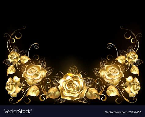 Black Background With Gold Roses Vector Image On With Images Silver