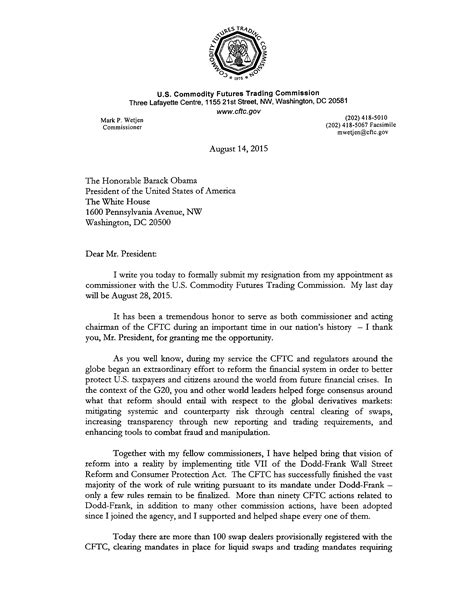The body of a memo: Commissioner Resignation Letter Example | Templates at allbusinesstemplates.com