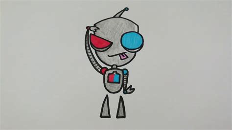 How To Draw Gir From Invader Zim Step By Step L Easy Drawing Youtube