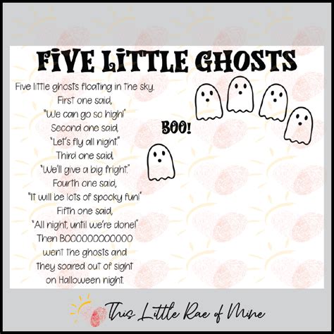 Five Little Ghosts Halloween Poem Handprint Art Keepsake