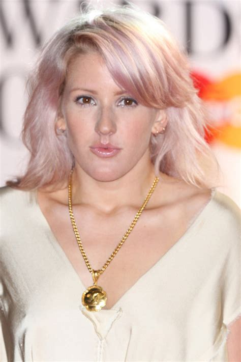 ellie goulding straight pink sideswept bangs uneven color hairstyle steal her style