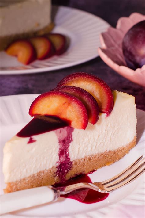 Vanilla Baked Cheesecake With Mulled Plums Lost In Food