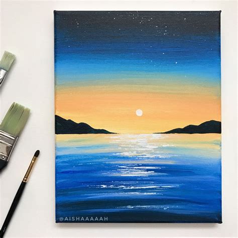 Dreamy Sunset Landscape Acrylic Painting Sunset Canvas Painting