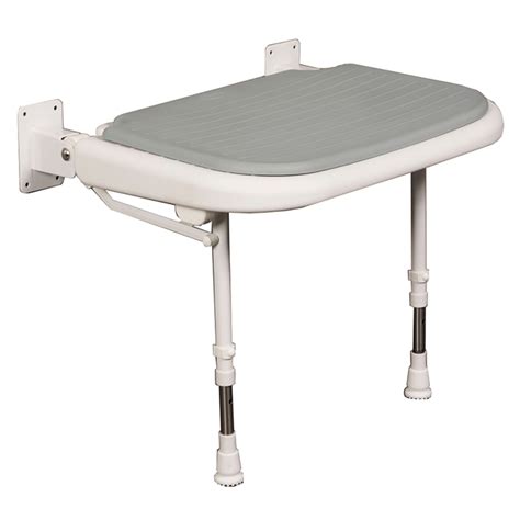 Wide Fold Down Shower Seat With Legs Gray Pad 23 X 19⅛