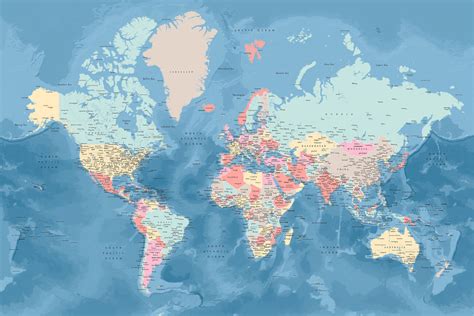 Stadtkarte Von Light Blue And Pastels Detailed World Map ǀ Alle