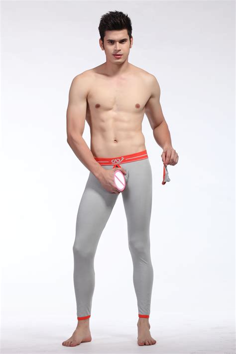 Funny Sexy Detachable Pouch Thermal Underwear Under Men Long John Plus