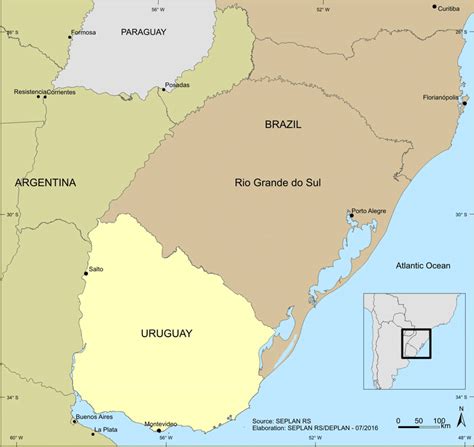 Mapa de ubicación de hoteles, restaurantes y otros servicios en concepción del uruguay. Map of the limits of Brazil with Argentina and Uruguay ...