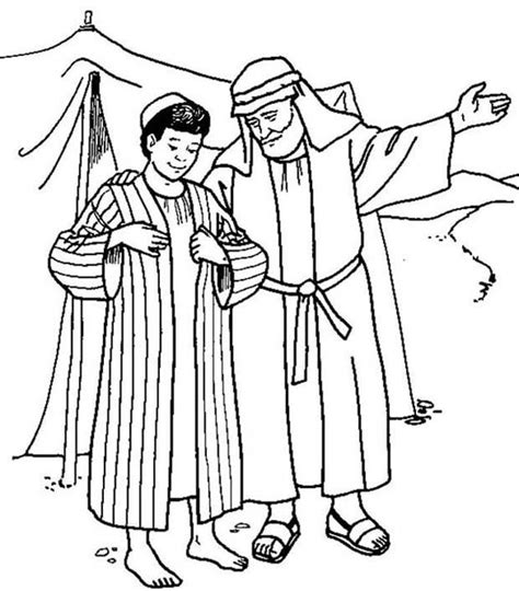 The coat has vertical stripes the children can decorate. Joseph receives the Coat of many colours from his father ...