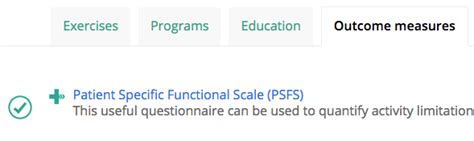 Patient Specific Functional Scale How To Physitrack Support En