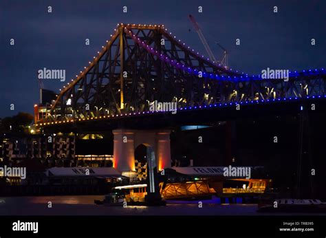 Story Bridge Over Brisbane River Brisbane Queensland Australia Stock