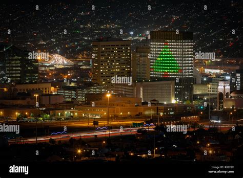 The Lights Of Downtown El Paso Texas Decked Out For Christmas Stock
