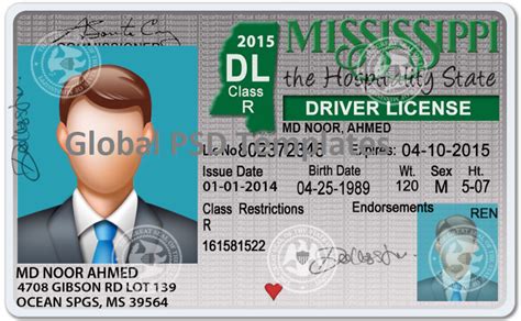 Mississippi Drivers License Template V1 Psd Templates