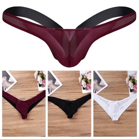 SEXY MEN S DOUBLE Thong Underpants See Through Sheer Mesh G String