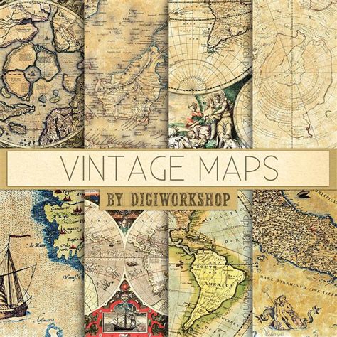 Vintage Maps Digital Paper Vintage World Maps Etsy In 2021 Vintage