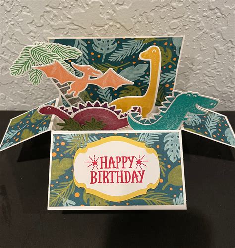 Pop Up Fun Dinosaur Birthday Card 002 Etsy