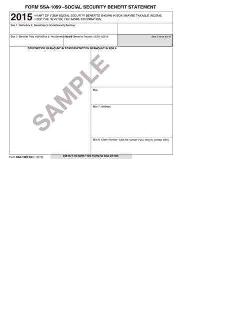 Form Ssa 1099 Sm Social Security Benefit Statement Printable Pdf Download