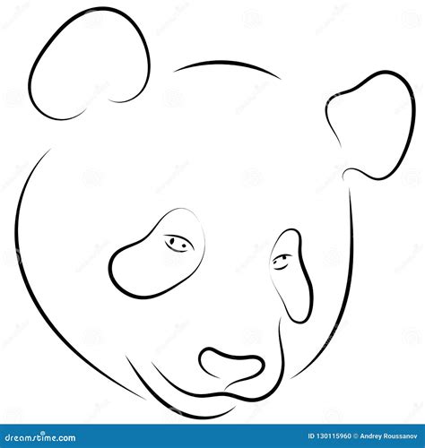 Black And White Hand Drawn Linear Sketch Of Panda Head Vector Stock