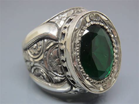 Turkish Handmade Jewelry Sterling Silver Emerald Stone Men S Ring