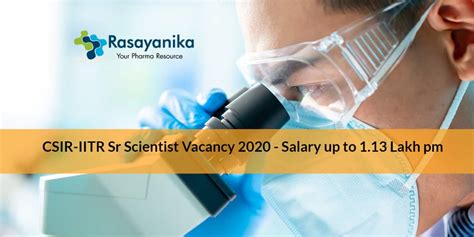 Csir Iitr Sr Scientist Vacancy 2020 Salary Up To 113 Lakh Pm