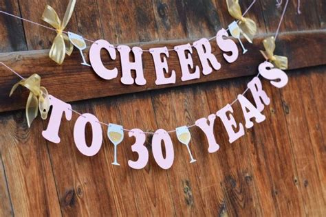 30th Birthday Banner For Her Cheers To 30 Years Pink And Etsy