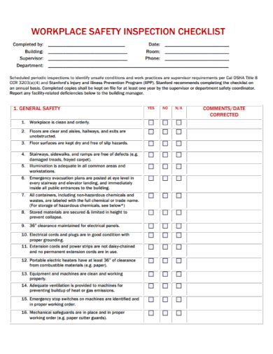 Workplace Inspection Checklist Examples Format Pdf Examples The Best