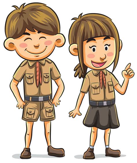Boy Scout Girl Scout Clipart Cartoon Illustration Cute Dog Drawing