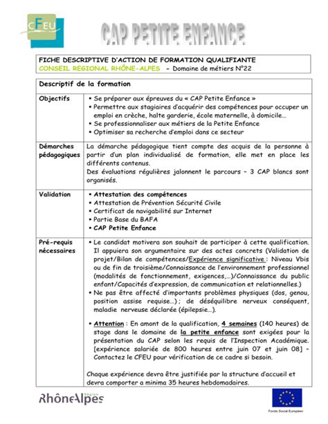 Fiche De Présentation Pour Un Stage En Creche Meteor