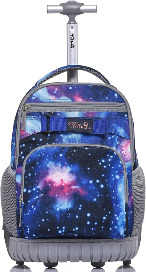 Tilami Rolling Backpack 18 Inch Boys And Girls Laptop Backpack Galaxy