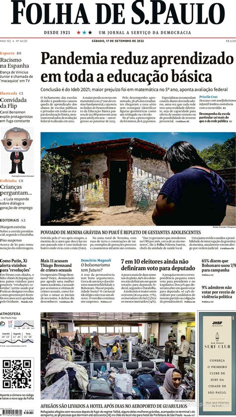 Capa Folha De Spaulo Domingo14 De Agosto De 2022