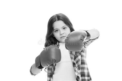 Girl Power Concept Kid Boxing Gloves Isolated White Child Boxer