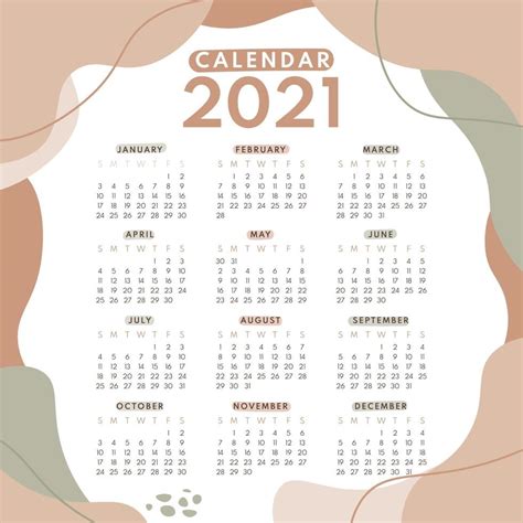 Diseño De Calendario Abstracto Para La Plantilla De Diseño De Calendario 2021 La Semana