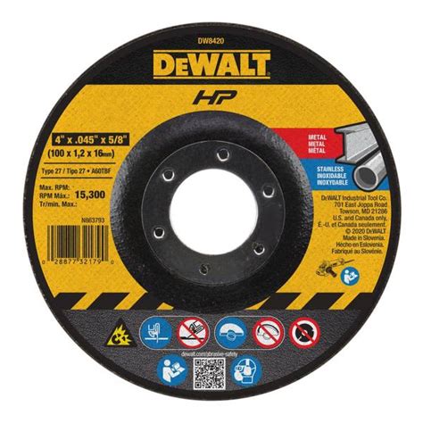 Dewalt 4 12x 045x 78 Hp Cutting Wheel 15200 Rpm Dw8420