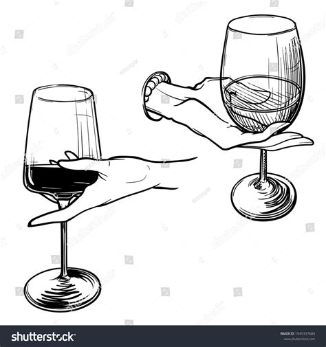 Woman Hands Holding Wine Glasses Illustration Stock Vector Royalty
