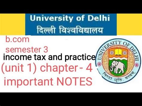 Du Sol B Com Semester Income Tax And Practice Unit Chapter Important Notes